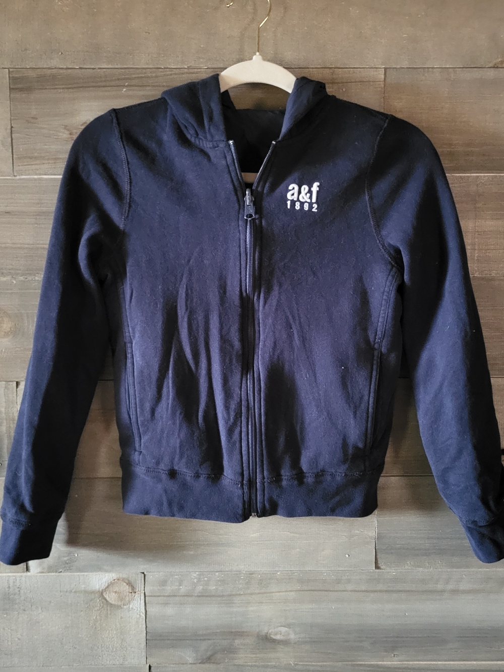 Abercrombie And Fitch Boys M 10/12 Reversible Windbreaker Hoodie Jacket Navy A&F